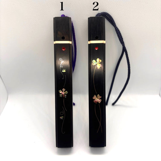 黒檀製螺鈿フデ粉入れ