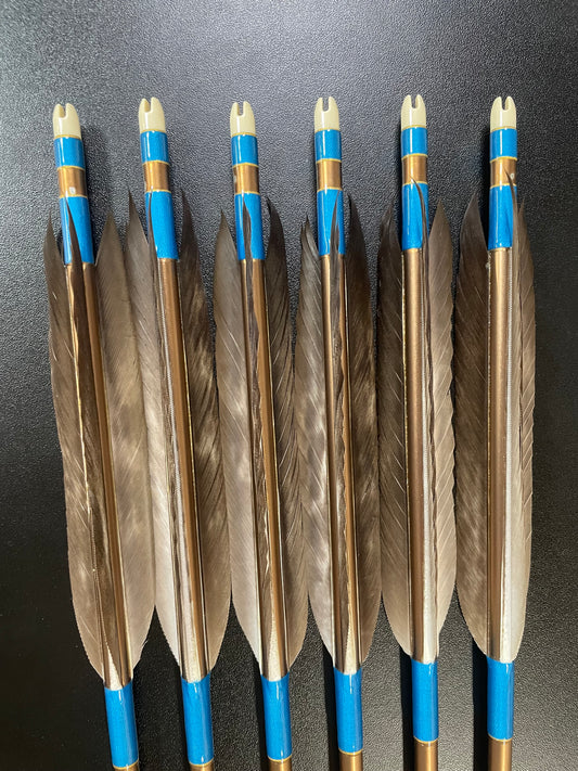 【訳アリ】1913シャフト 犬鷲手羽 遠的向け六つ矢 【羽長12.5cm】