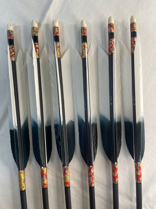 匠カーボン75-17Sシャフト ターキー白黒羽 和紙巻