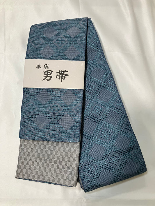 【菱文様】男帯　高品質本袋帯【一点限り】