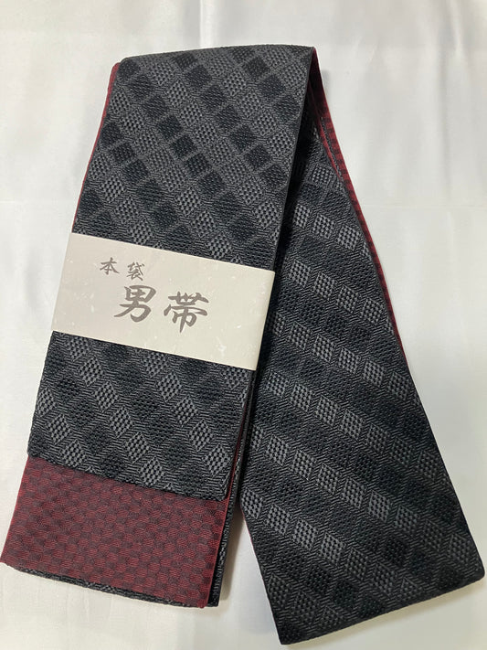 【ダイヤ柄】男帯　高品質本袋帯【一点限り】