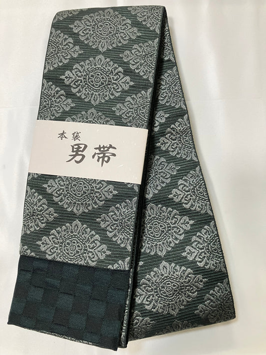 【唐花緑】男帯　高品質本袋帯【一点限り】