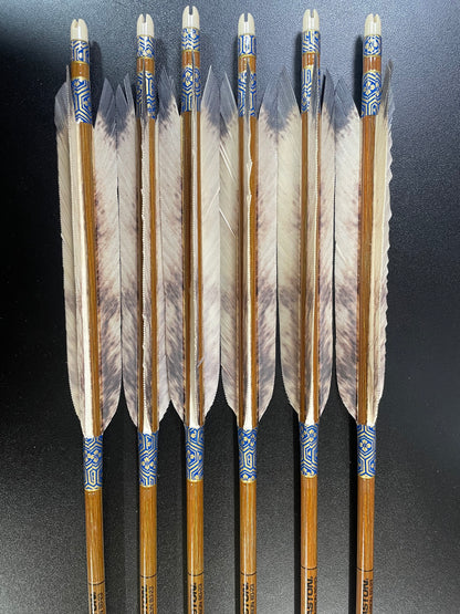 EASTON80-23ウッドカーボンシャフト　黒鷲尾羽染め抜き　六つ矢　和紙