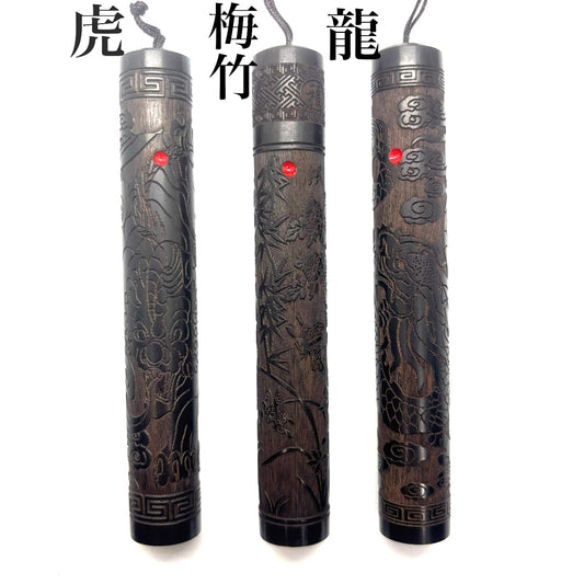 黒檀製彫刻ギリ粉入れ