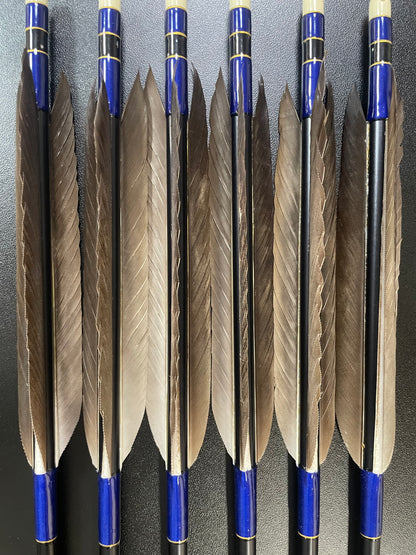 【訳アリ】1913シャフト 犬鷲手羽 遠的向け六つ矢 【羽長12.5ｃｍ】