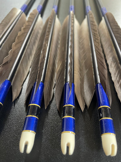 【訳アリ】1913シャフト 犬鷲手羽 遠的向け六つ矢 【羽長12.5ｃｍ】