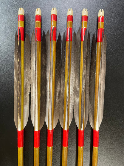 【訳アリ】EASTON8023カーボンシャフト 犬鷲手羽 遠的向け六つ矢 【羽長12.5ｃｍ】