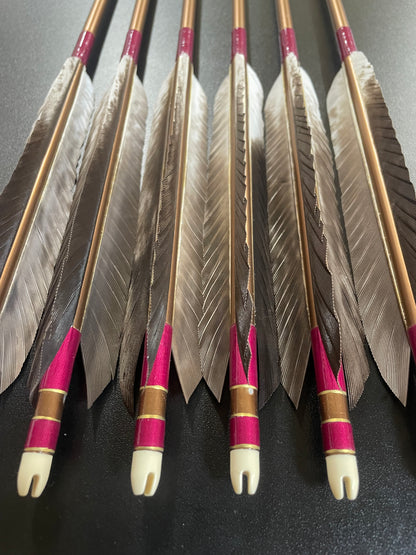 1913アルミシャフト 犬鷲手羽 六つ矢 【羽長14.0ｃｍ】