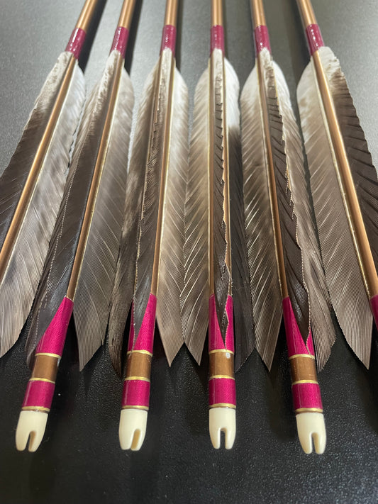 1913アルミシャフト 犬鷲手羽 六つ矢 【羽長14.0ｃｍ】