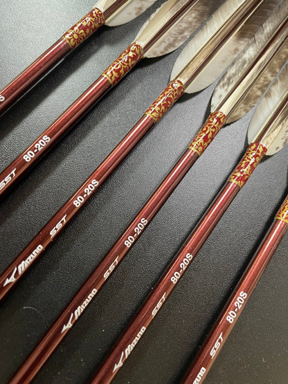 MIZUNO SST8020Sシャフト 犬鷲貝方羽 六つ矢 【羽長14.5ｃｍ】