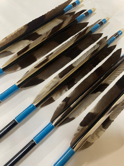 1913アルミシャフト蜂熊風切 六つ矢 【羽長14.0ｃｍ】