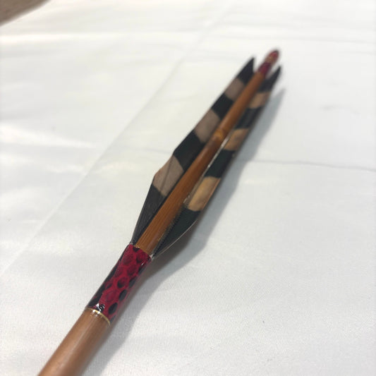 【即納】染抜三符四符　蛇革巻き　竹製巻藁矢　　　98cm