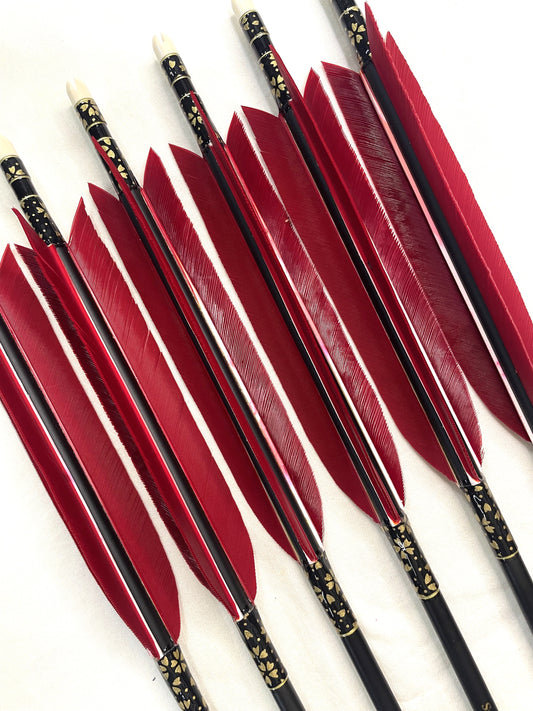 【75-17S】匠カーボンシャフト ターキー紅染六つ矢 　天弓筈