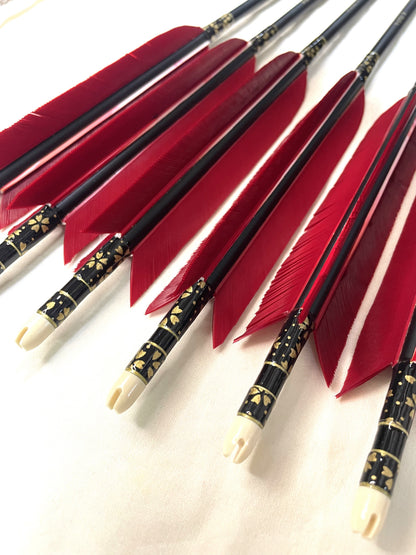 【75-17S】匠カーボンシャフト ターキー紅染六つ矢 　天弓筈