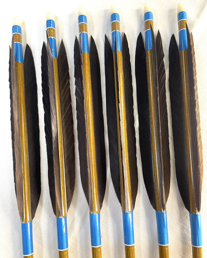 EASTON76-20ウッドカーボンシャフト　熊手羽六つ矢　矧糸空色