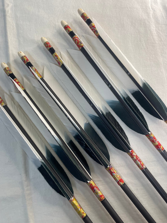匠カーボン75-17Sシャフト  ターキー白黒羽　和紙巻