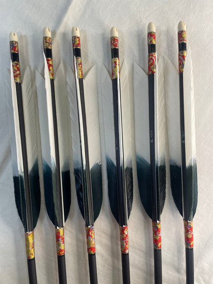 匠カーボン75-17Sシャフト  ターキー白黒羽　和紙巻