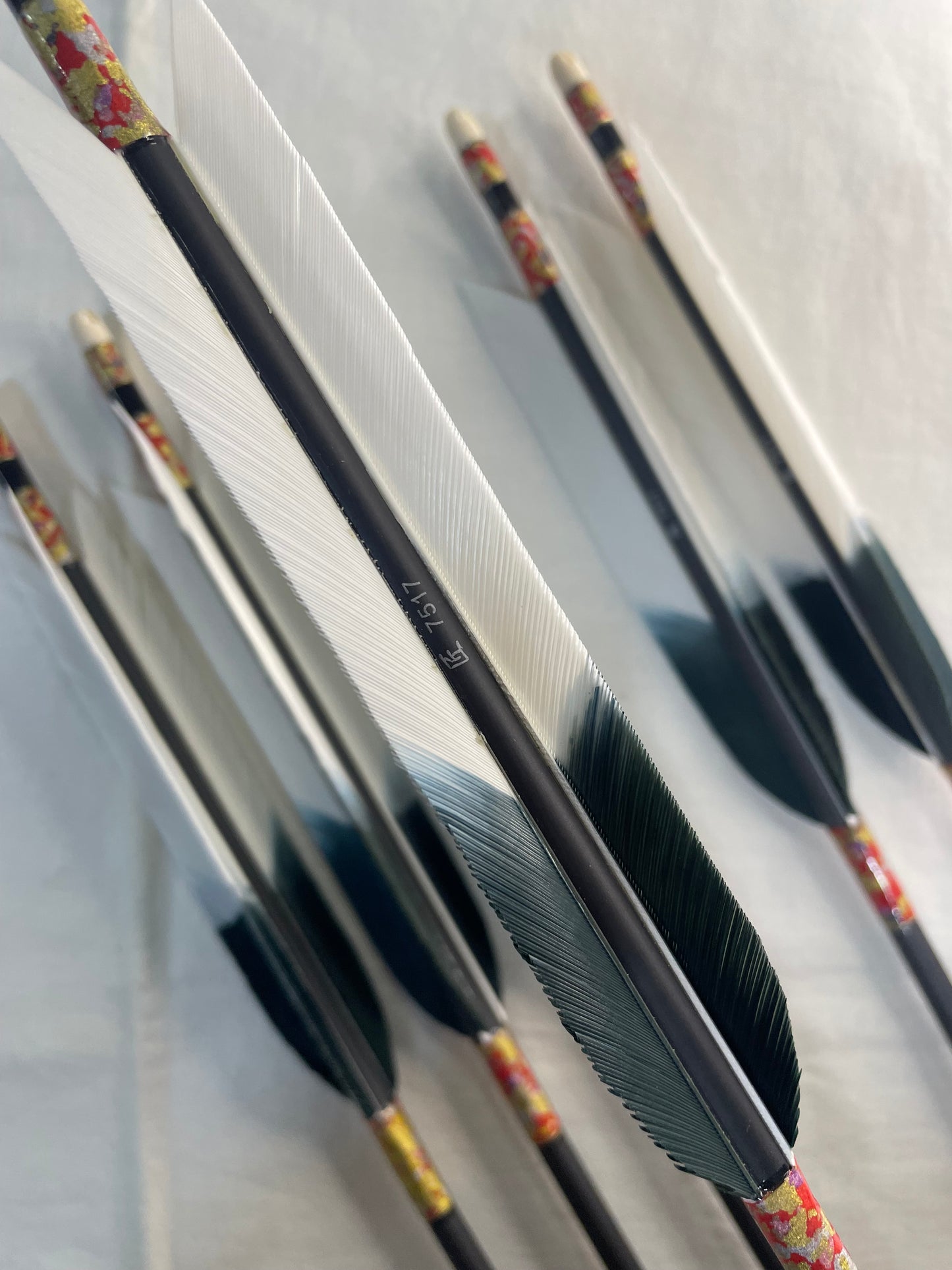 匠カーボン75-17Sシャフト  ターキー白黒羽　和紙巻