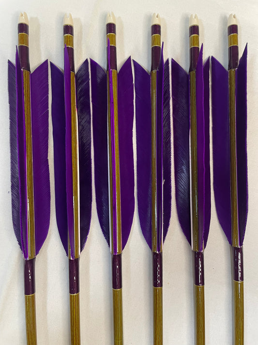 【76-20】EASTON　ウッドカーボンシャフト ターキー染羽六つ矢 　天弓筈