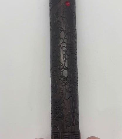 黒檀製彫刻ギリ粉入れ