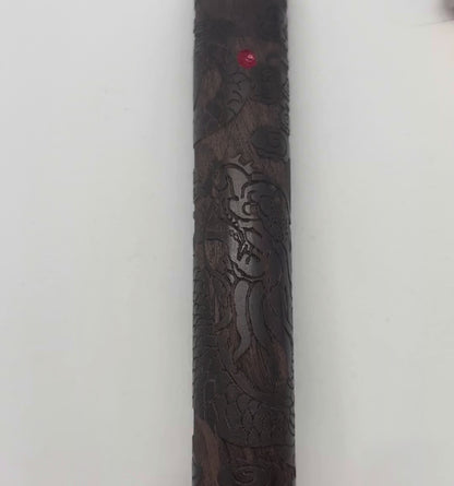 黒檀製彫刻ギリ粉入れ
