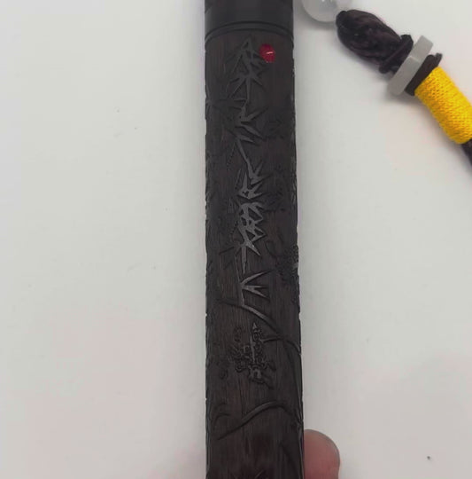 黒檀製彫刻ギリ粉入れ